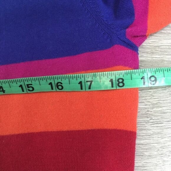 LANDS’ END SUPIMA COTTON MULTICOLOR STRIPE BUTTON FRONT LONG SLEEVE CARDIGAN S - Picture 5 of 8
